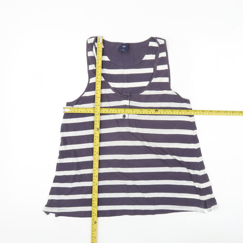 GAP Women’s Striped Tank Top M Grey White Cotton Casual