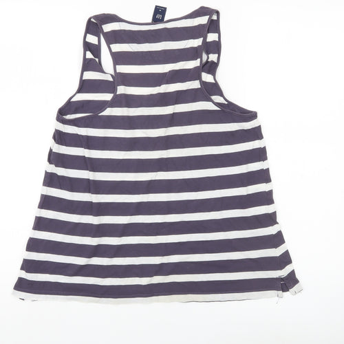 GAP Women’s Striped Tank Top M Grey White Cotton Casual