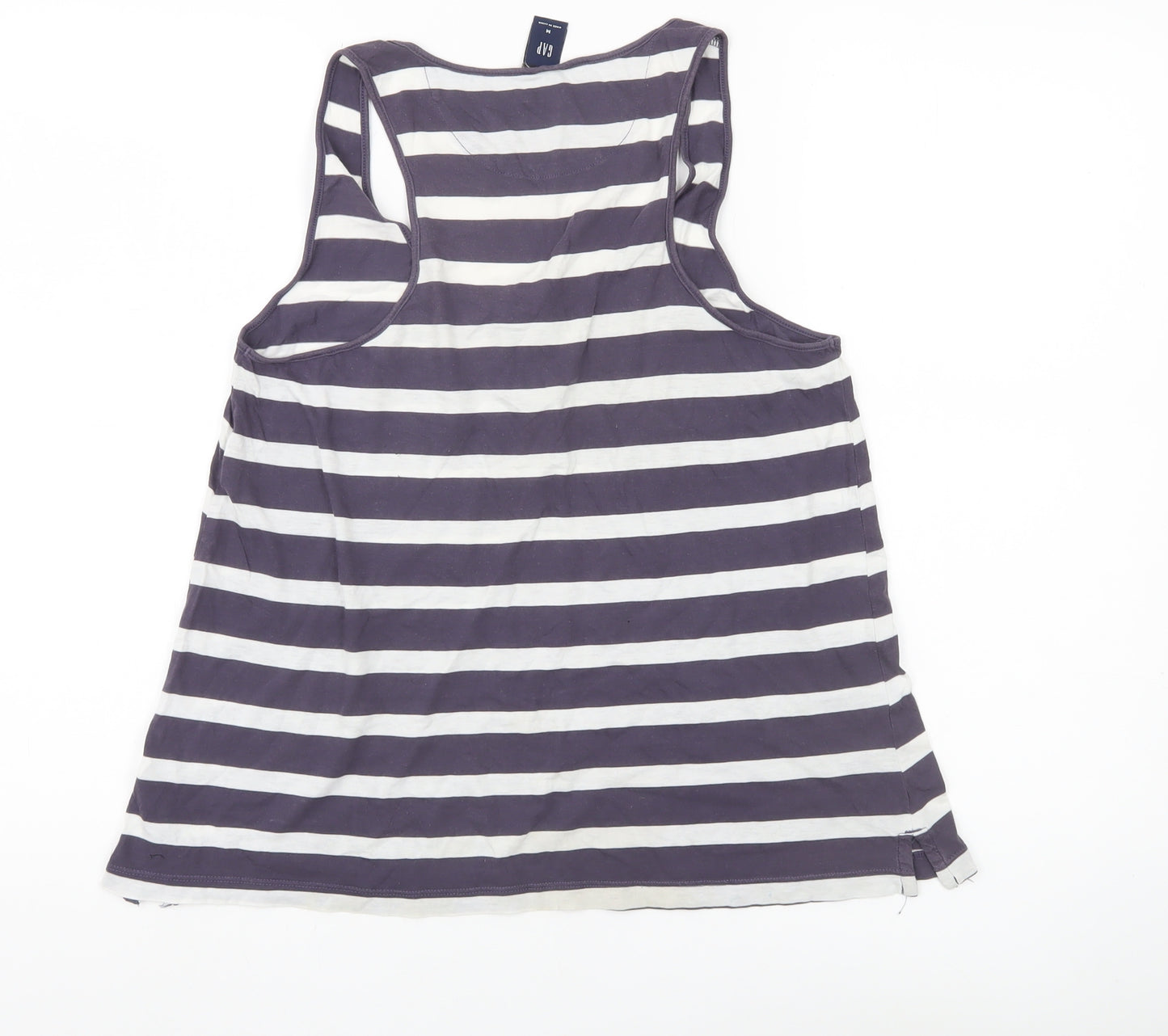GAP Women’s Striped Tank Top M Grey White Cotton Casual