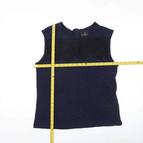 Next Womens Blue Lace Accent Sleeveless Blouse Size 12