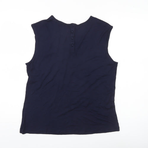 Next Womens Blue Lace Accent Sleeveless Blouse Size 12