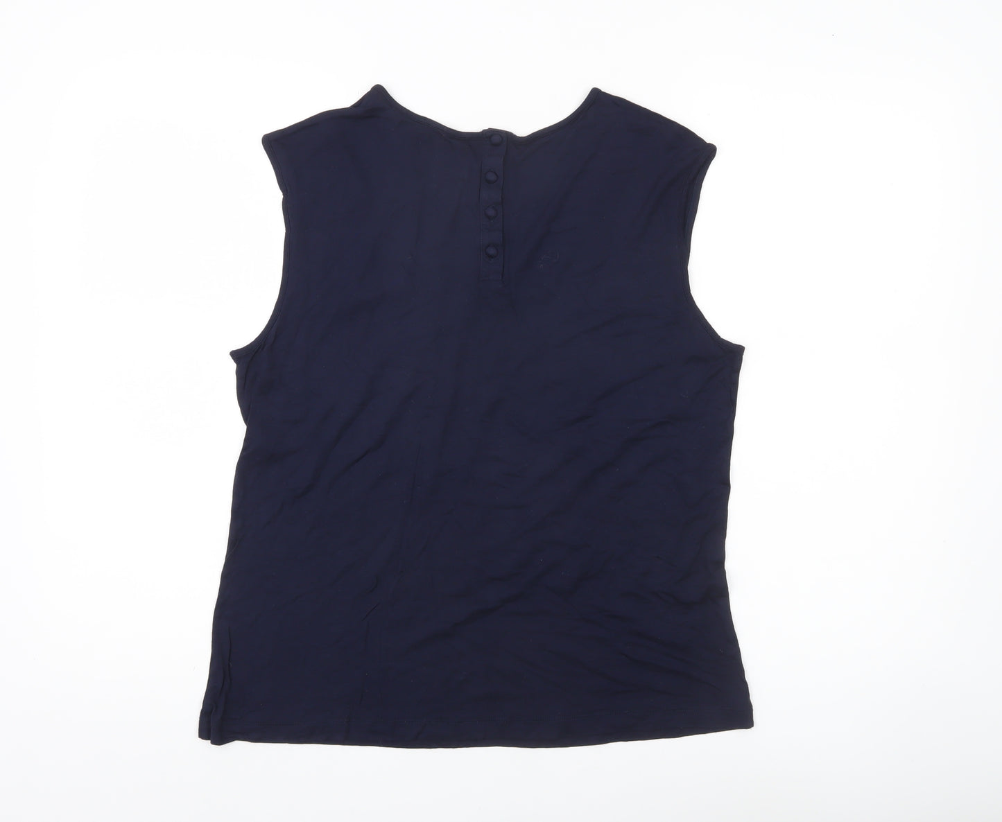 Next Womens Blue Lace Accent Sleeveless Blouse Size 12