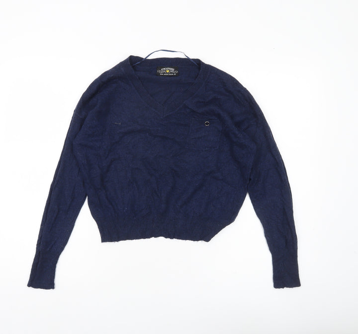 Atmosphere Womens Blue Knit V-Neck Pullover Jumper Size 10