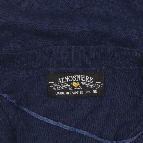 Atmosphere Womens Blue Knit V-Neck Pullover Jumper Size 10