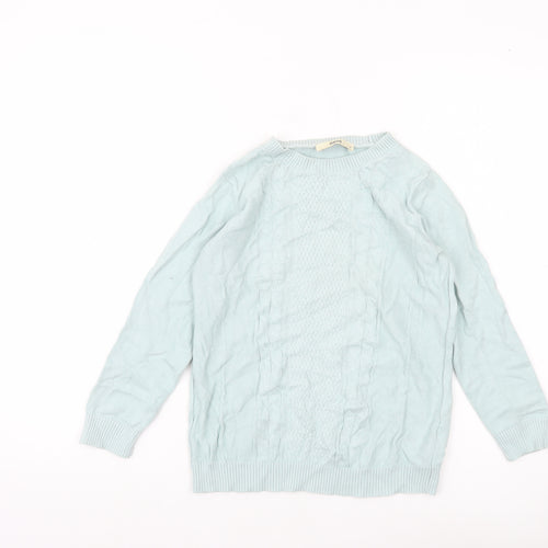 Oasis Womens Blue Cotton Cable Knit Jumper Size S Crew Neck