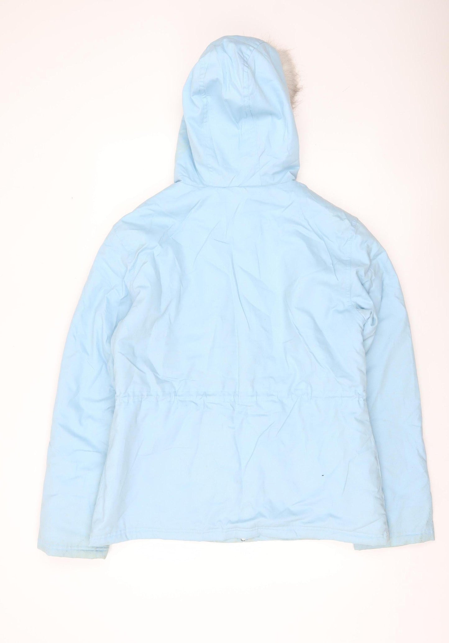 Reebok Women’s Blue Hooded Parka Jacket Size 16 Faux Fur Trim