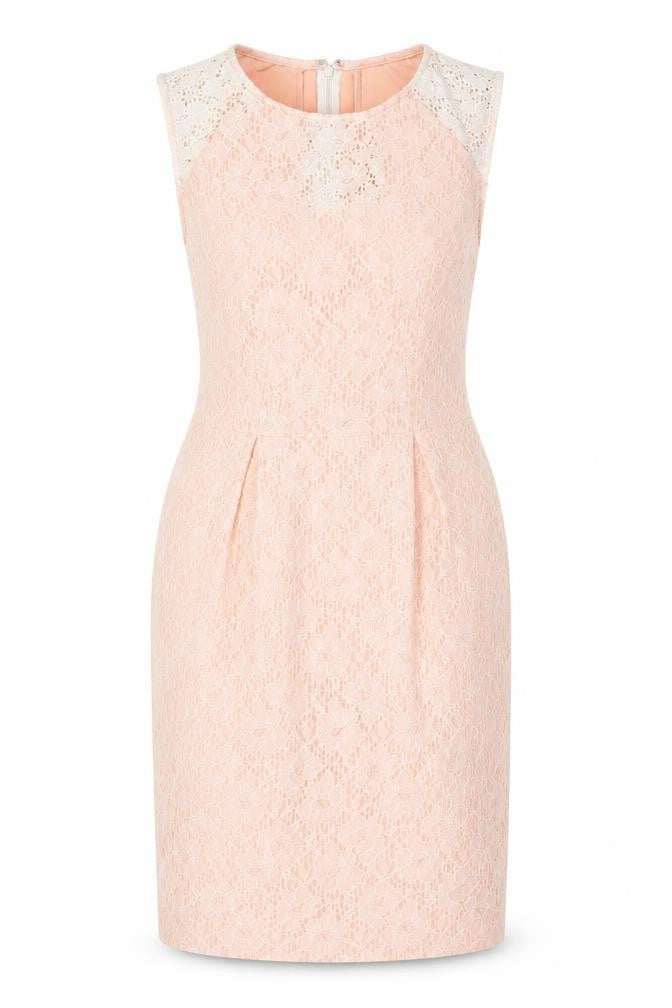 New Look Women Pink Lace Sheath Dress UK 10 Sleeveless Knee Length