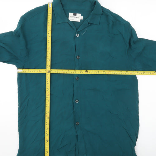Topman Men’s Green M Viscose Long Sleeve Button-Up Shirt