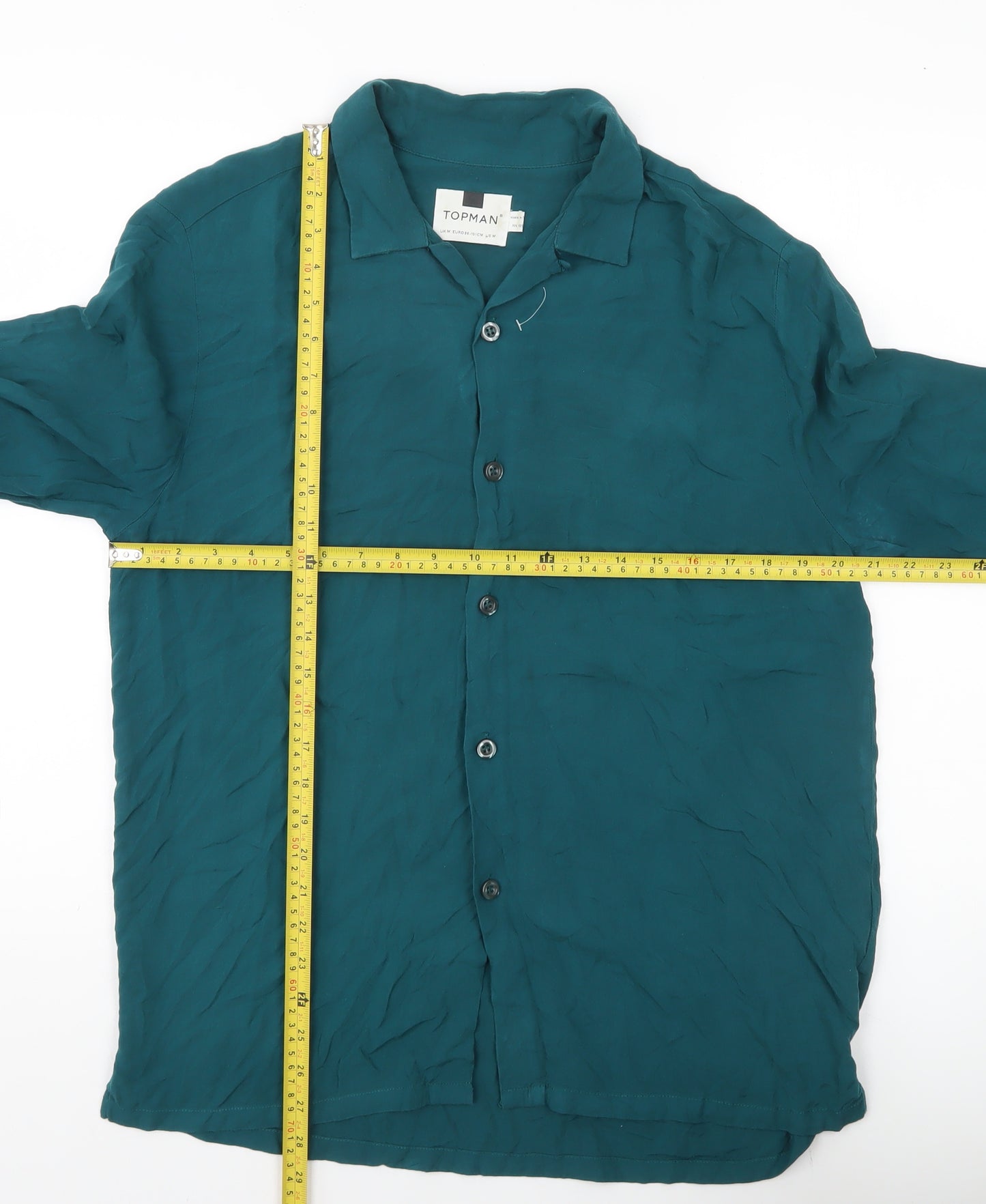 Topman Men’s Green M Viscose Long Sleeve Button-Up Shirt
