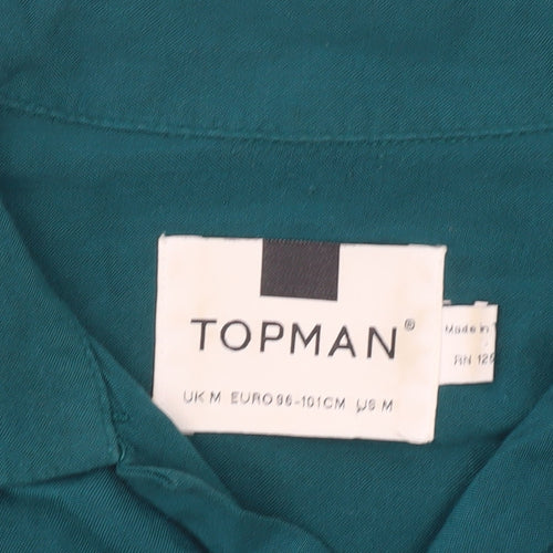 Topman Men’s Green M Viscose Long Sleeve Button-Up Shirt