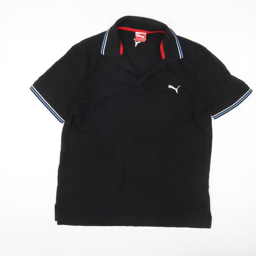 Puma Men's Black Medium Polo Shirt Short Sleeve Cotton Sport