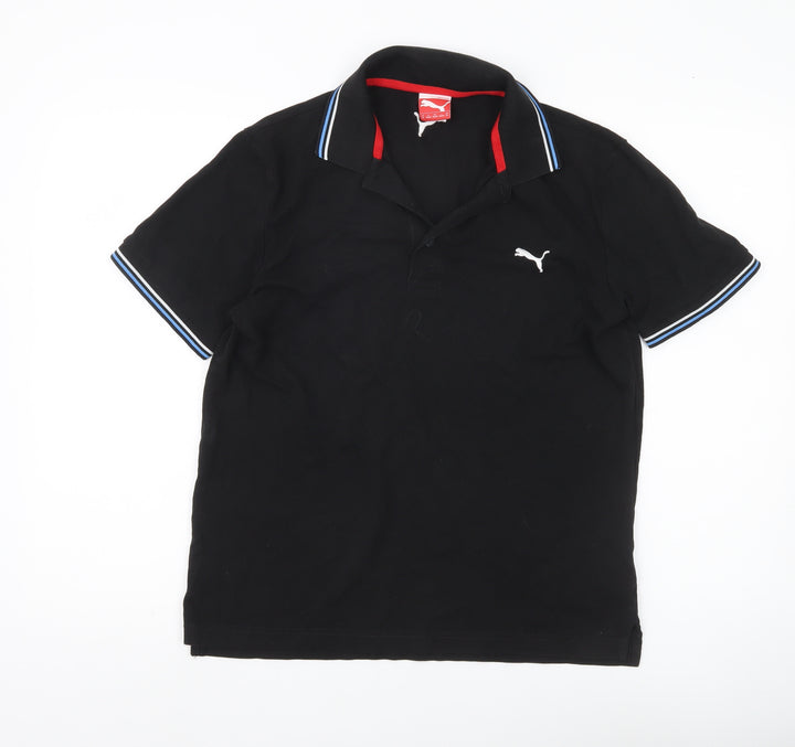 Puma Men's Black Medium Polo Shirt Short Sleeve Cotton Sport