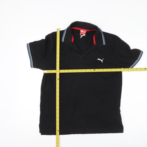 Puma Men's Black Medium Polo Shirt Short Sleeve Cotton Sport