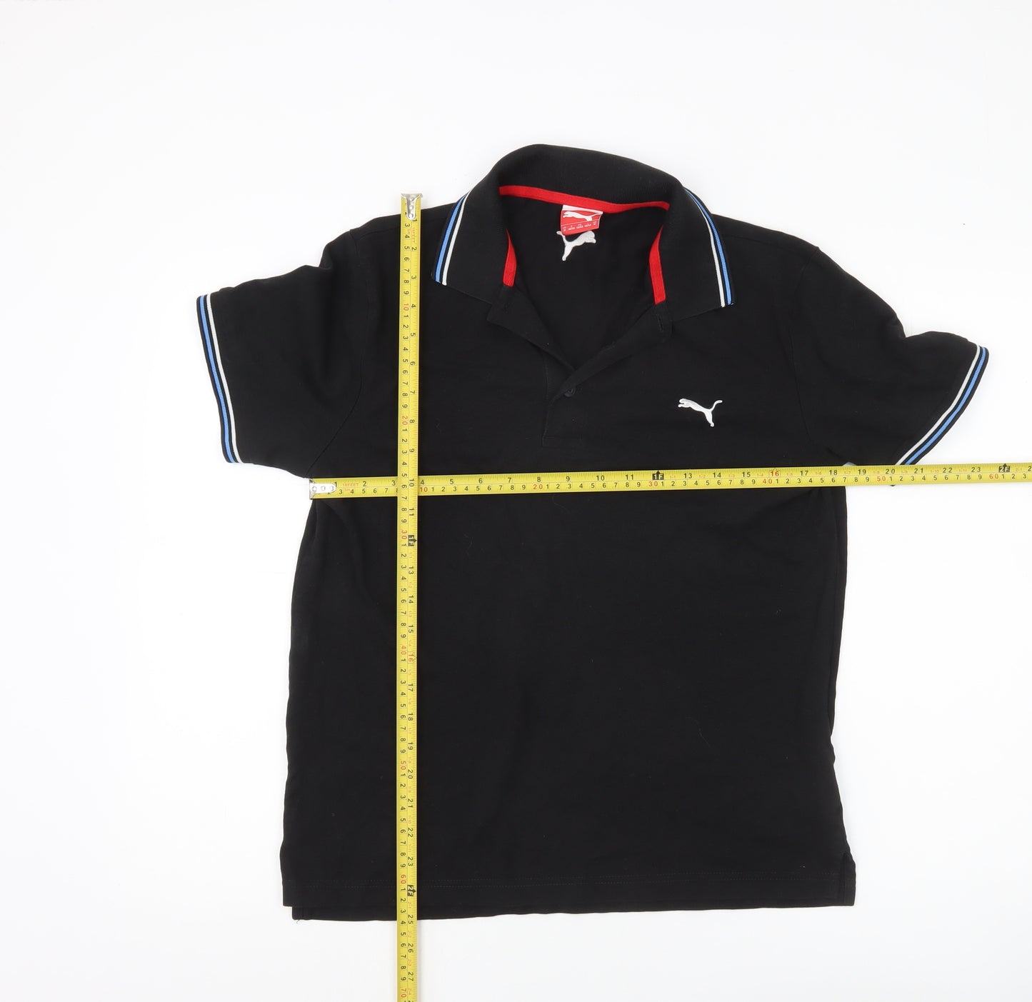 Puma Men's Black Medium Polo Shirt Short Sleeve Cotton Sport
