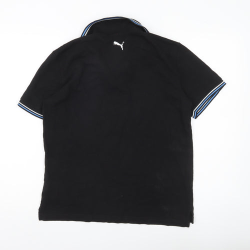 Puma Men's Black Medium Polo Shirt Short Sleeve Cotton Sport