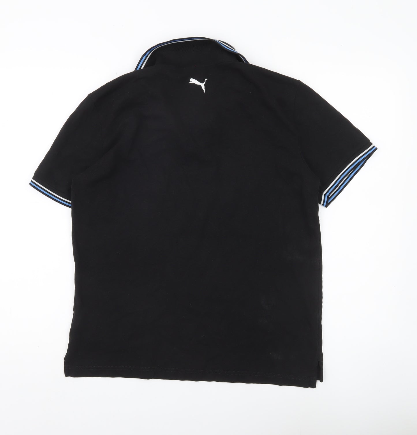 Puma Men's Black Medium Polo Shirt Short Sleeve Cotton Sport