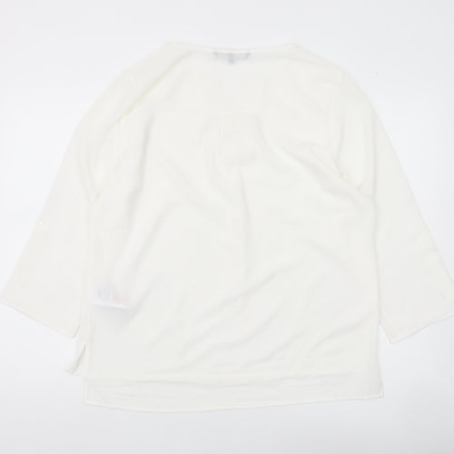 Vero Moda Women’s White Tunic Blouse XL 3/4 Sleeve V-Neck