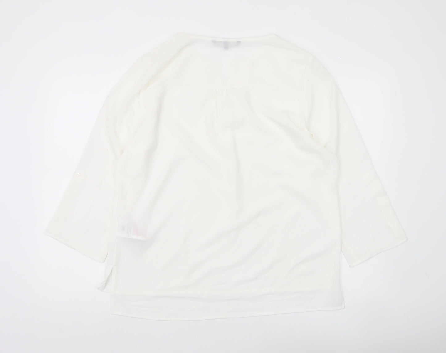 Vero Moda Women’s White Tunic Blouse XL 3/4 Sleeve V-Neck