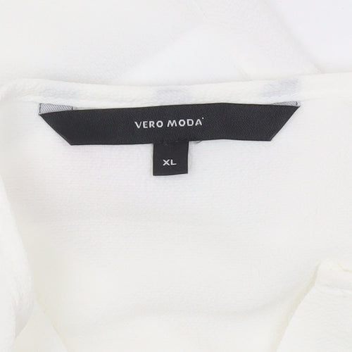 Vero Moda Women’s White Tunic Blouse XL 3/4 Sleeve V-Neck