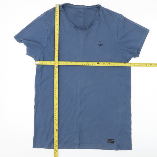Firetrap Men's Blue Small Cotton Crew Neck Short Sleeve T-Shirt