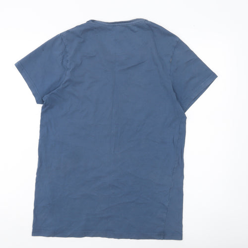 Firetrap Men's Blue Small Cotton Crew Neck Short Sleeve T-Shirt