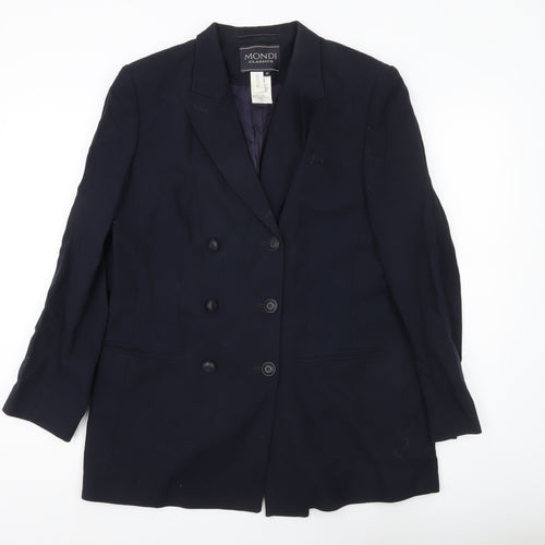 Mondi Classics Men’s Blue Wool Double-Breasted Blazer Jacket Size 42