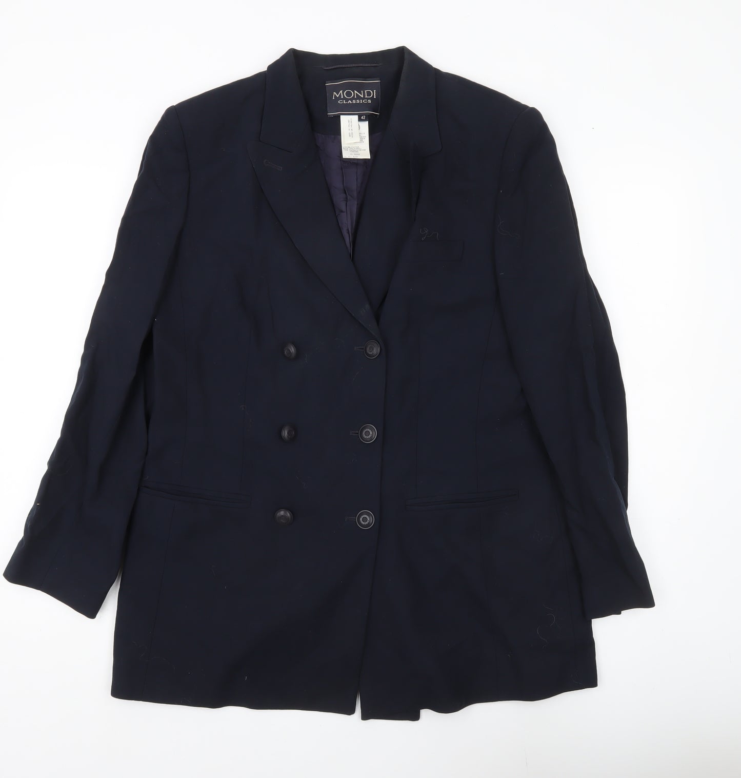 Mondi Classics Men’s Blue Wool Double-Breasted Blazer Jacket Size 42