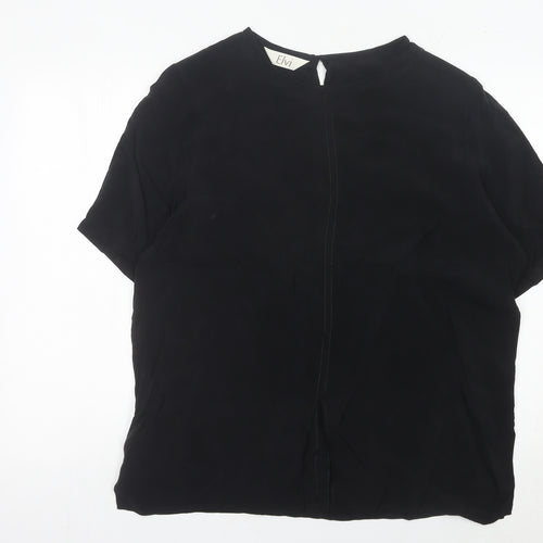 Elvi Womens Black Blouse Size 16 Cupro Short Sleeve Work Top