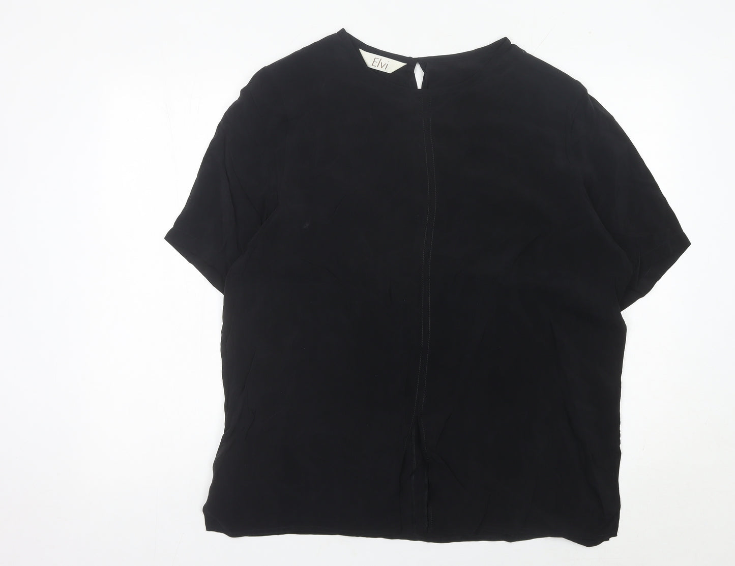 Elvi Womens Black Blouse Size 16 Cupro Short Sleeve Work Top