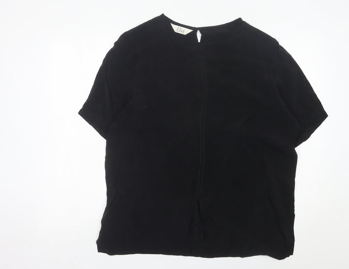 Elvi Womens Black Blouse Size 16 Cupro Short Sleeve Work Top