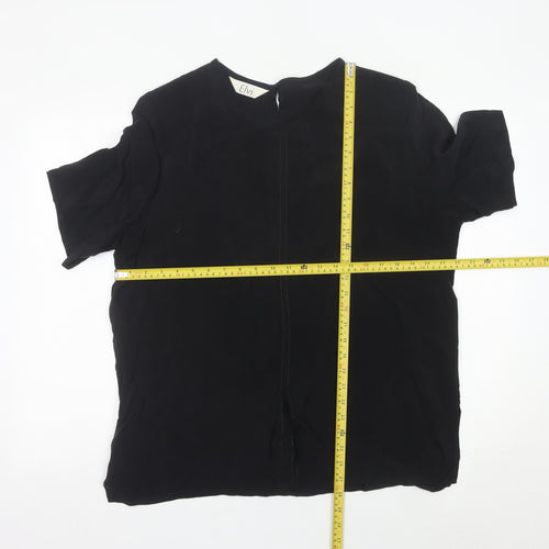 Elvi Womens Black Blouse Size 16 Cupro Short Sleeve Work Top