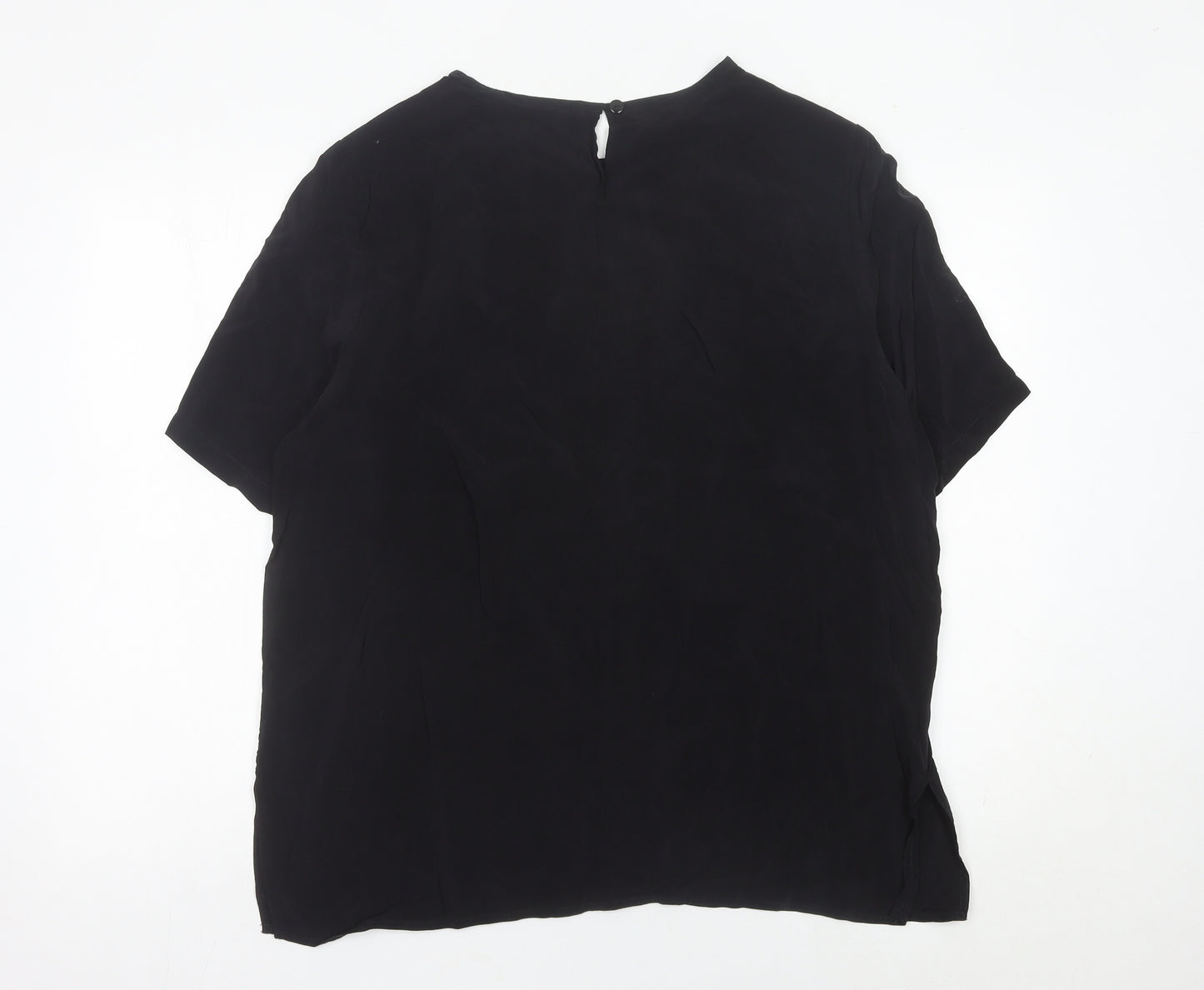 Elvi Womens Black Blouse Size 16 Cupro Short Sleeve Work Top