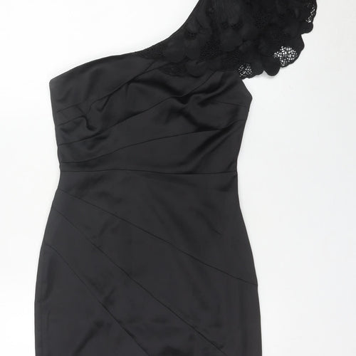 Lipsy Women’s Black Size 8 One Shoulder Bodycon Party Dress