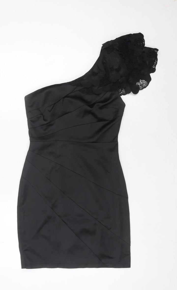 Lipsy Women’s Black Size 8 One Shoulder Bodycon Party Dress