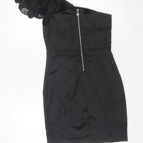 Lipsy Women’s Black Size 8 One Shoulder Bodycon Party Dress