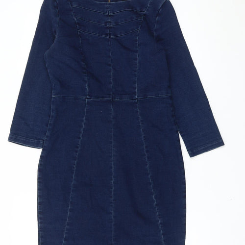Sandwich Womens Blue Sheath Dress Size 8 Knee Length 3/4 Sleeve