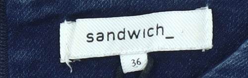 Sandwich Womens Blue Sheath Dress Size 8 Knee Length 3/4 Sleeve