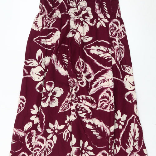 Marks and Spencer Women’s Red Floral Strapless A-Line Dress Size 8