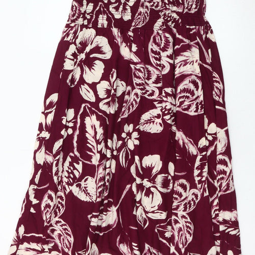 Marks and Spencer Women’s Red Floral Strapless A-Line Dress Size 8