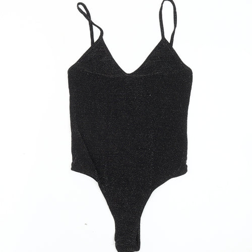 PrettyLittleThing Womens Black Size 12 Bodysuit V-Neck Partywear
