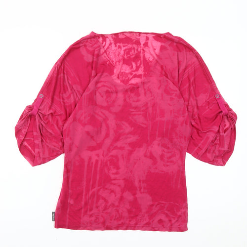 Firetrap Womens Pink Floral Scoop Neck T-Shirt Size S
