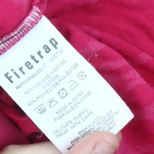 Firetrap Womens Pink Floral Scoop Neck T-Shirt Size S
