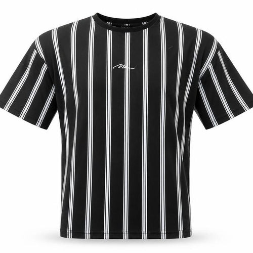 boohooMAN Men's Black Striped Crew Neck T-Shirt Size M