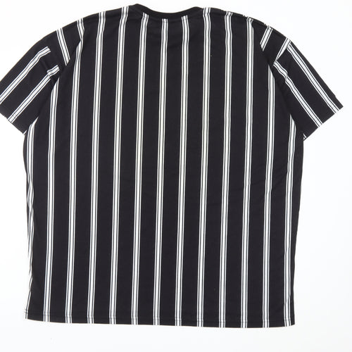 boohooMAN Men's Black Striped Crew Neck T-Shirt Size M