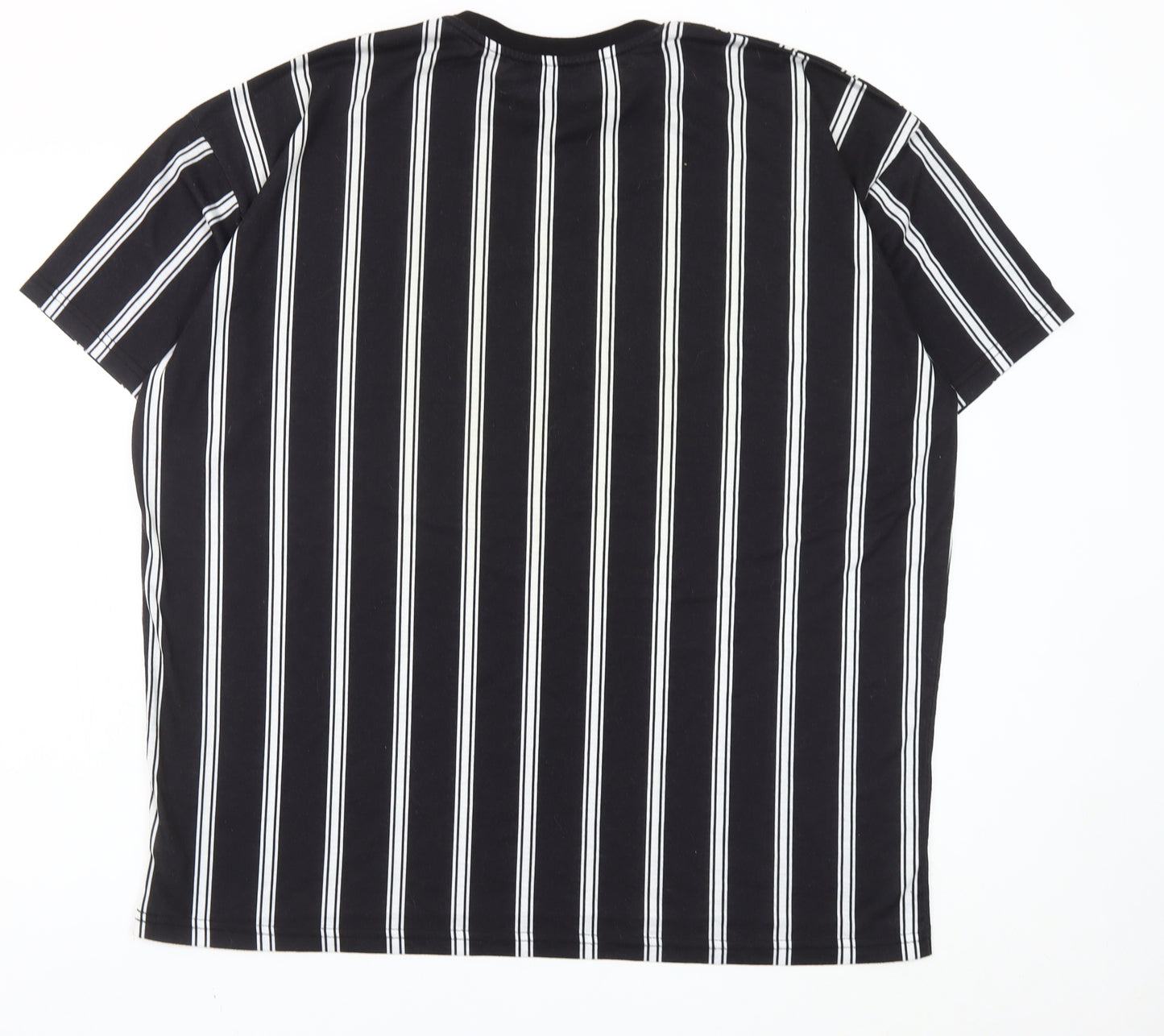 boohooMAN Men's Black Striped Crew Neck T-Shirt Size M