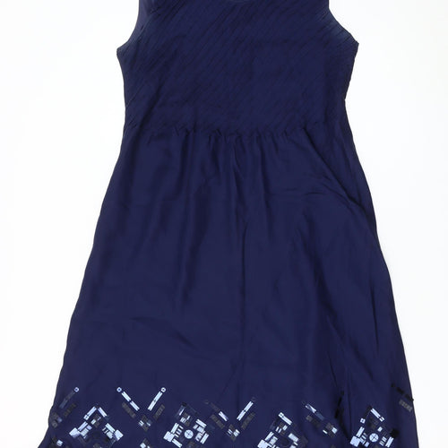 Edina Ronay Women’s Blue Silk A-Line Cocktail Dress Size 12