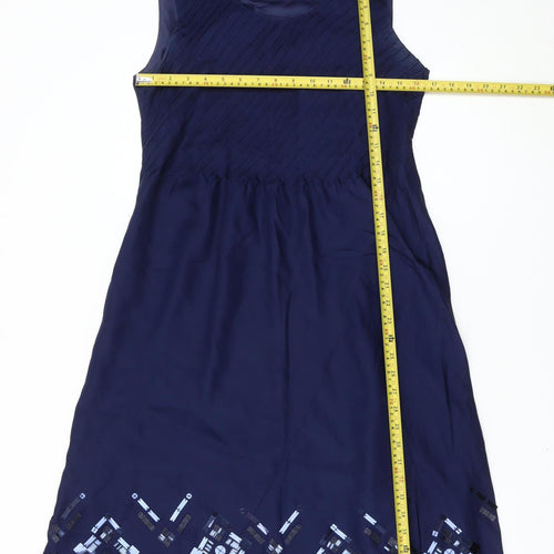 Edina Ronay Women’s Blue Silk A-Line Cocktail Dress Size 12