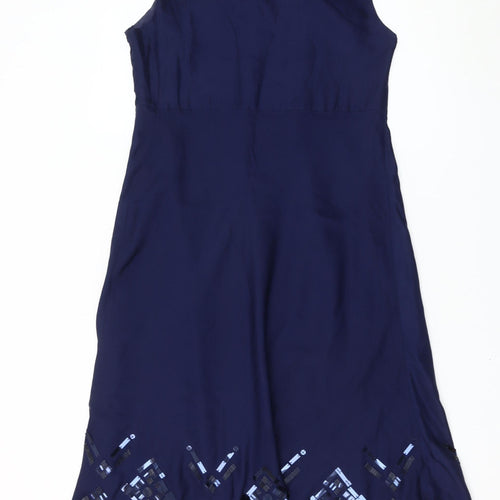 Edina Ronay Women’s Blue Silk A-Line Cocktail Dress Size 12