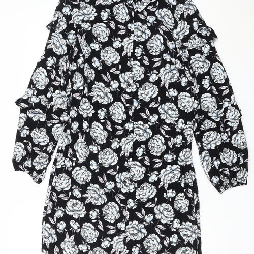 Miss Selfridge Women’s Black Floral Shirt Dress Size 8 Viscose