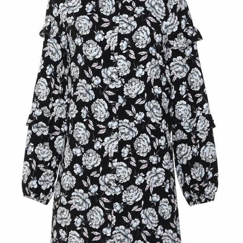 Miss Selfridge Women’s Black Floral Shirt Dress Size 8 Viscose